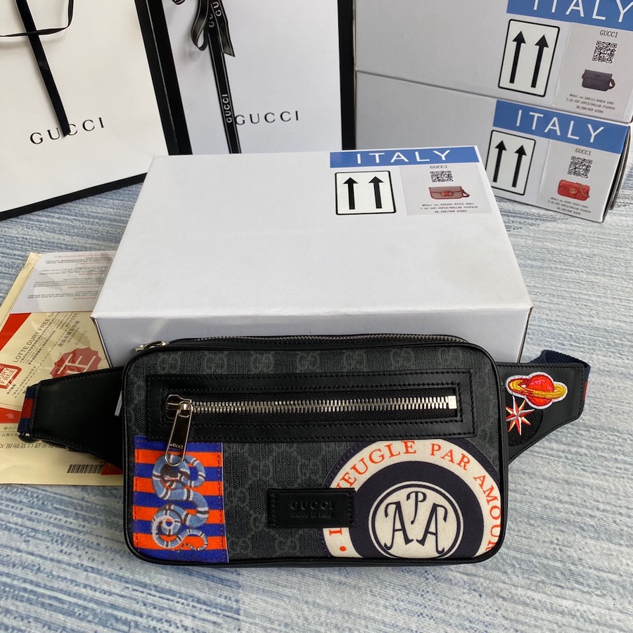 474293, Night Courrier soft GG Supreme belt , Gucci Men's Belt Bag