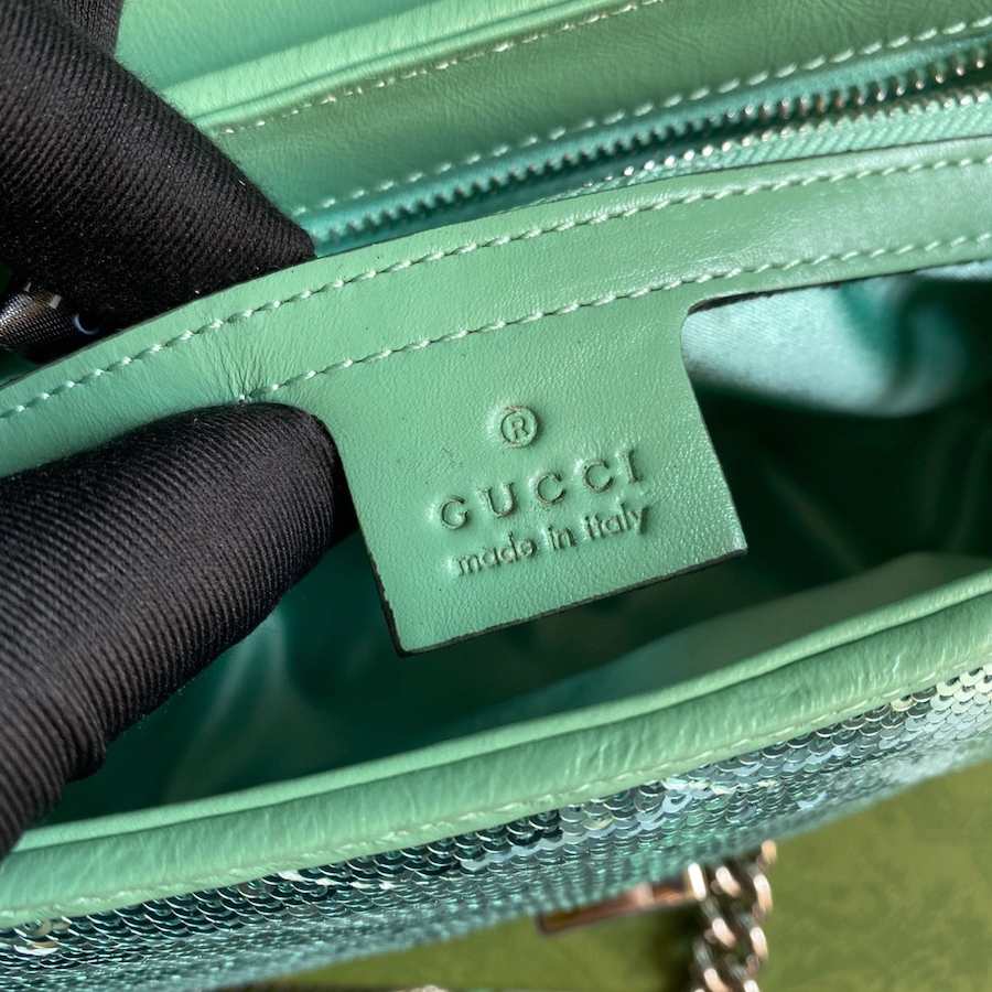 443497 GG Marmont small sequin shoulder bag, GUCCI SHOULDER BAGS FOR WOMEN Chain Bags for Women