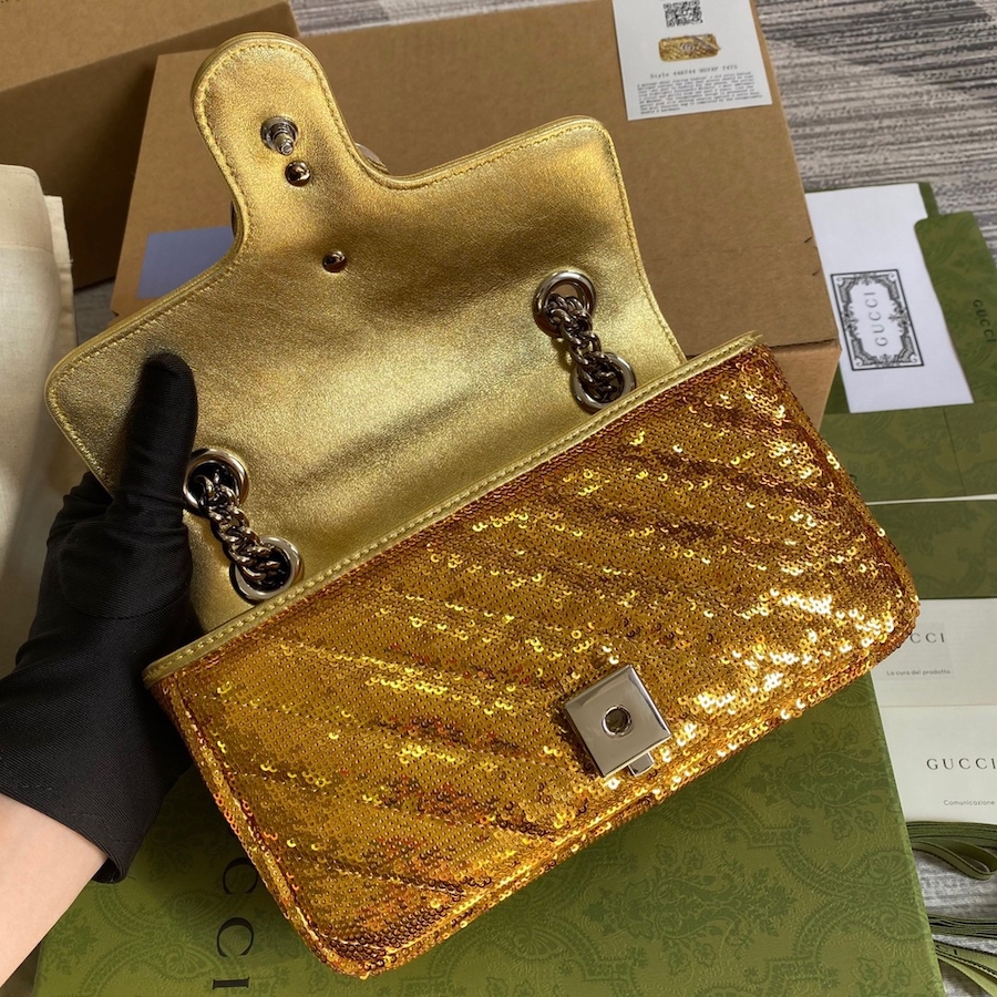 446744 GG Marmont mini sequin shoulder bag, GUCCI Shoulder Bags for Women