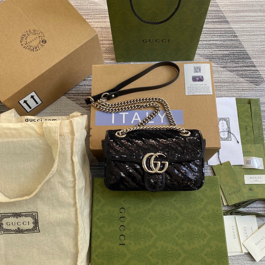 446744 GG Marmont mini sequin shoulder bag, GUCCI Shoulder Bags for Women