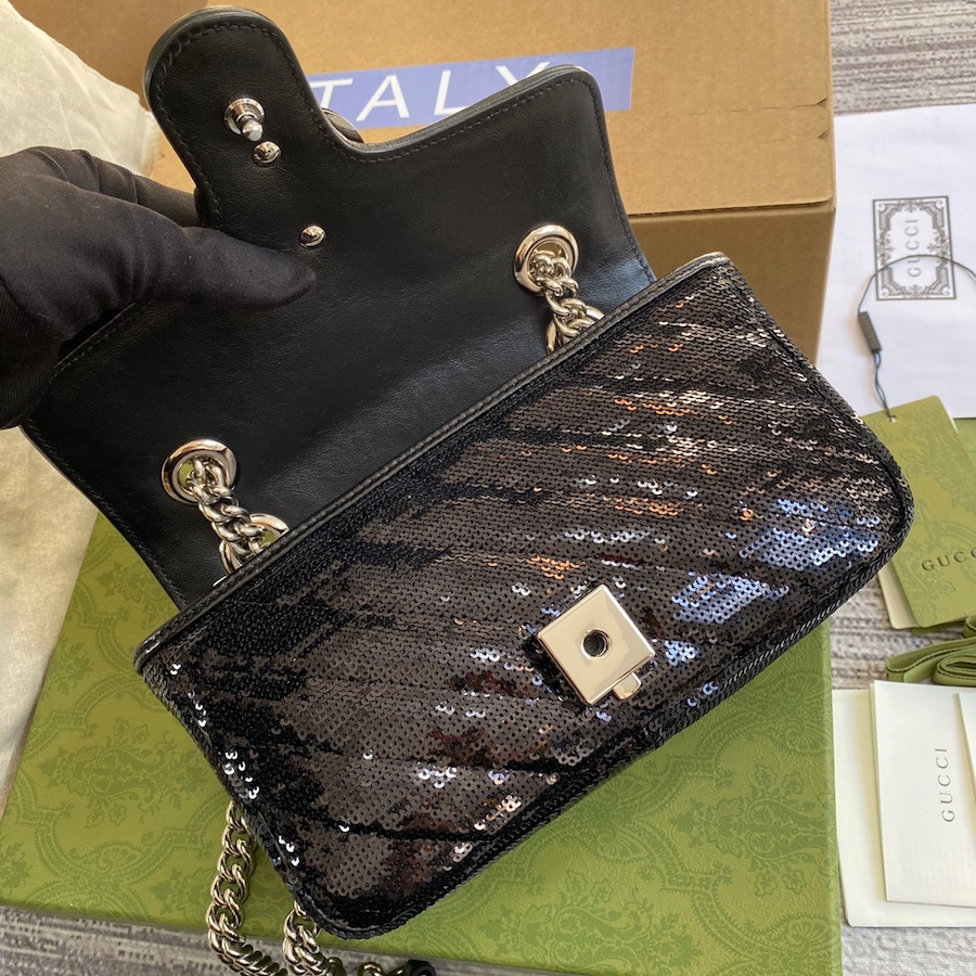 446744 GG Marmont mini sequin shoulder bag, GUCCI Shoulder Bags for Women