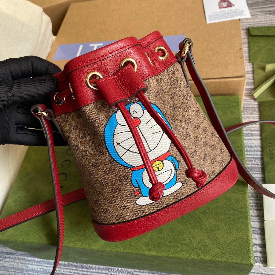 647801 Doraemon x Gucci mini bucket bag, GUCCI Mini Bags for Women