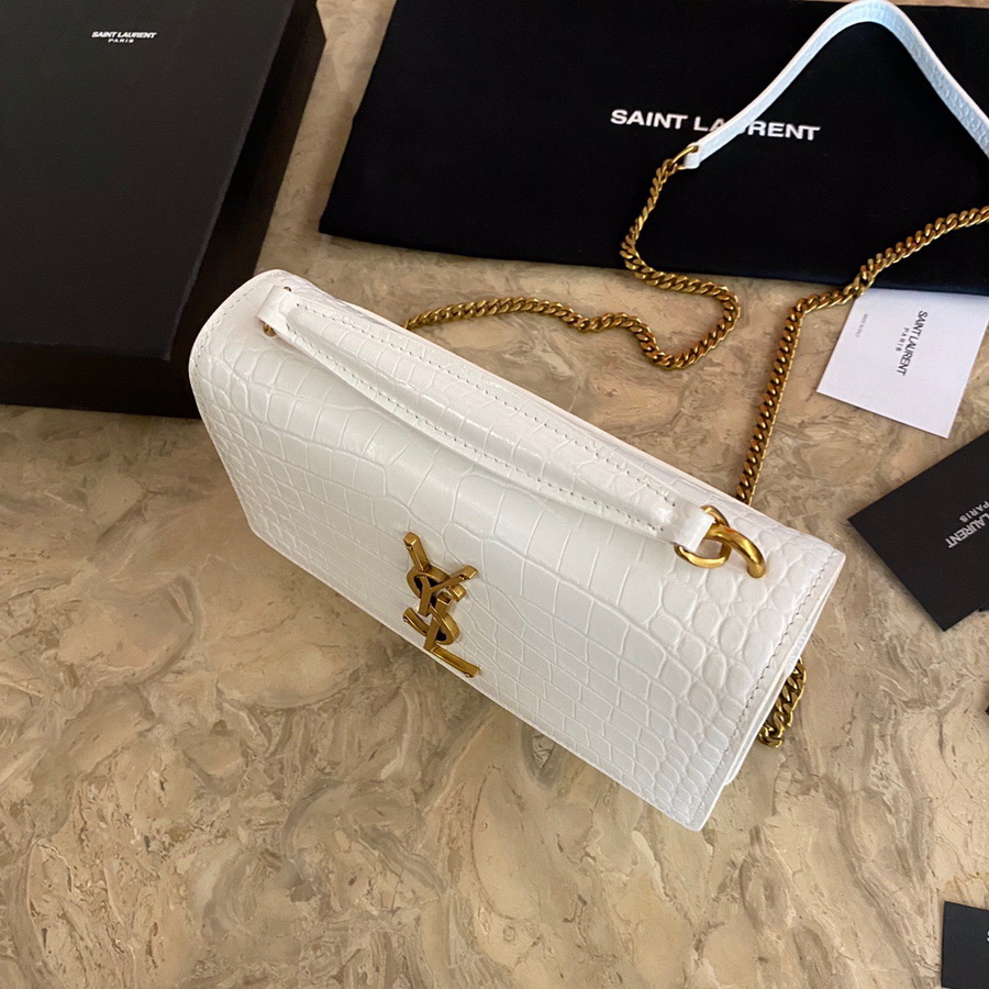 533026 SUNSET CHAIN WALLET IN SHINY CROCODILE-EMBOSSED LEATHER, YSL Saint Laurent