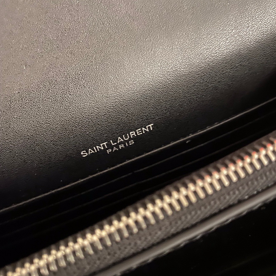 533026 SUNSET CHAIN WALLET IN SHINY CROCODILE-EMBOSSED LEATHER, YSL Saint Laurent