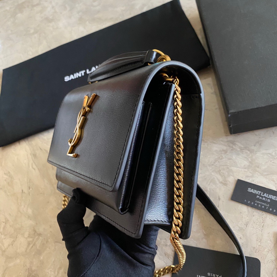 533026 SUNSET CHAIN WALLET IN SMOOTH LEATHER, YSL Saint Laurent
