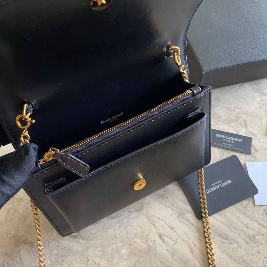 533026 SUNSET CHAIN WALLET IN SMOOTH LEATHER, YSL Saint Laurent