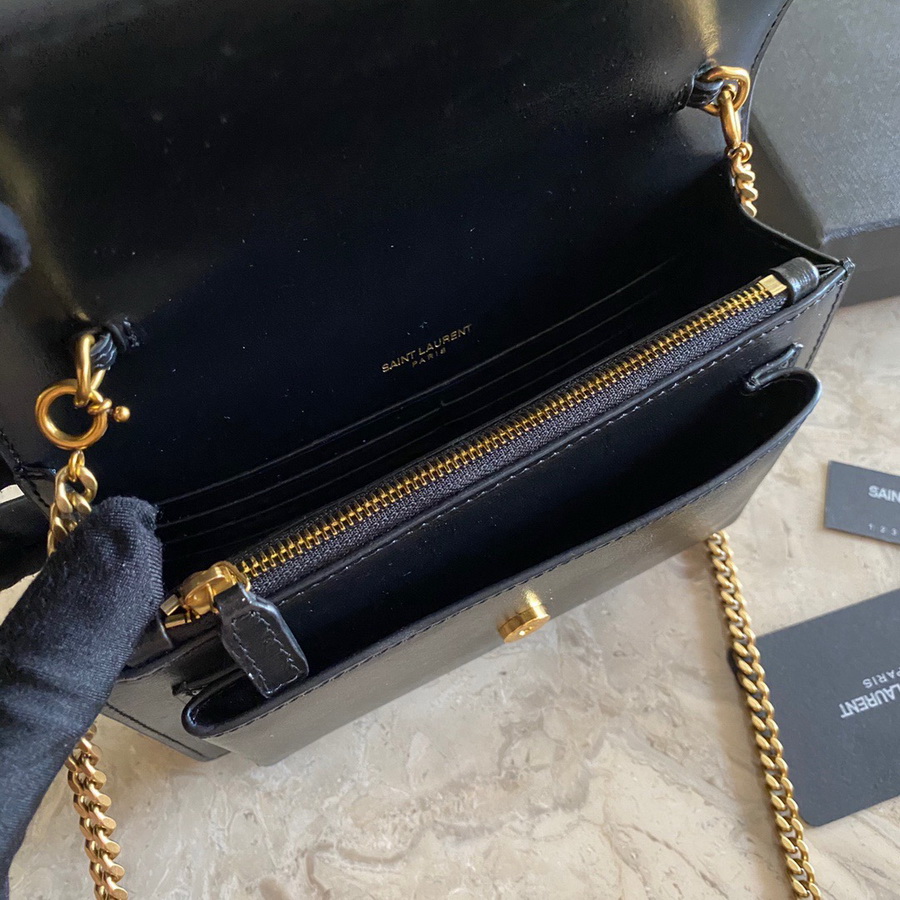 533026 SUNSET CHAIN WALLET IN SMOOTH LEATHER, YSL Saint Laurent