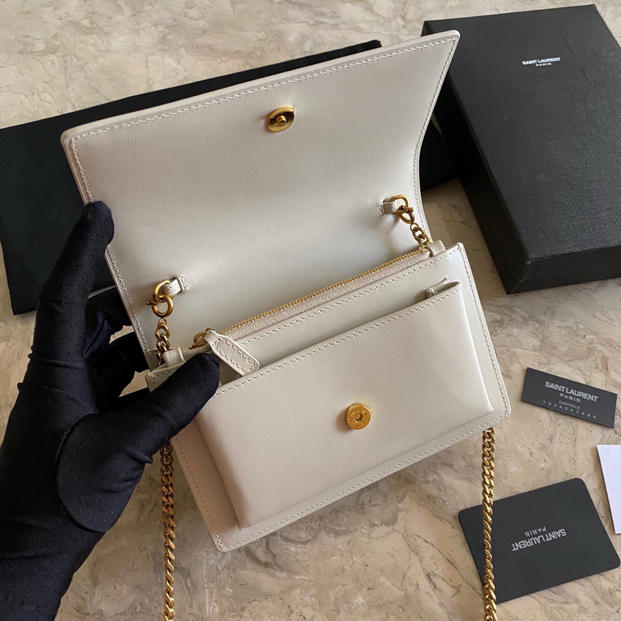 533026 SUNSET CHAIN WALLET IN SMOOTH LEATHER, YSL Saint Laurent
