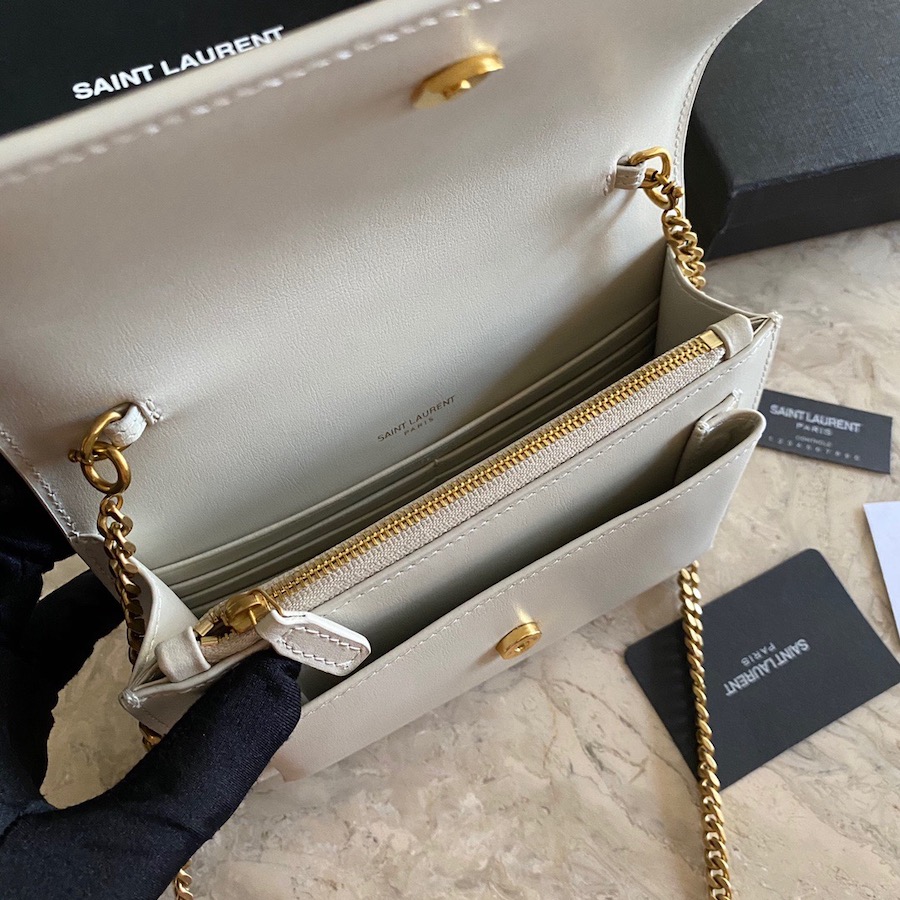 533026 SUNSET CHAIN WALLET IN SMOOTH LEATHER, YSL Saint Laurent