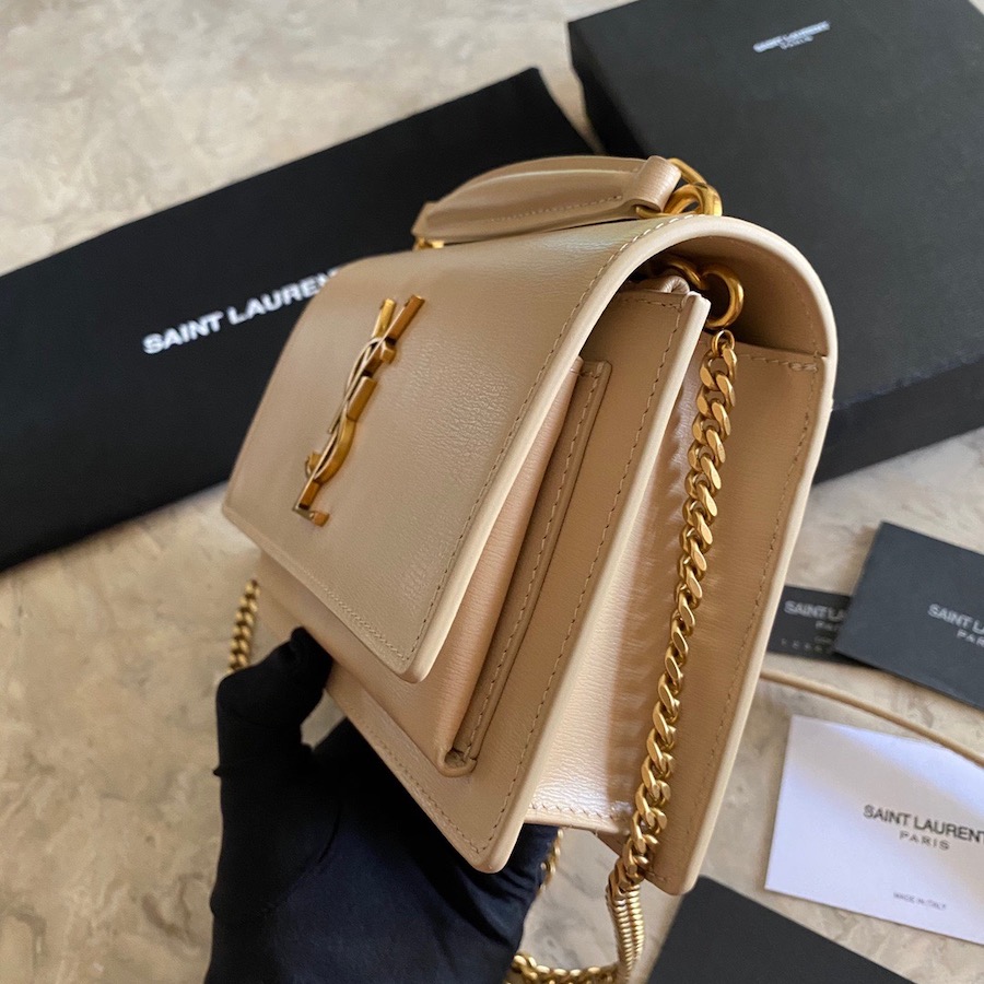 533026 SUNSET CHAIN WALLET IN SMOOTH LEATHER, YSL Saint Laurent
