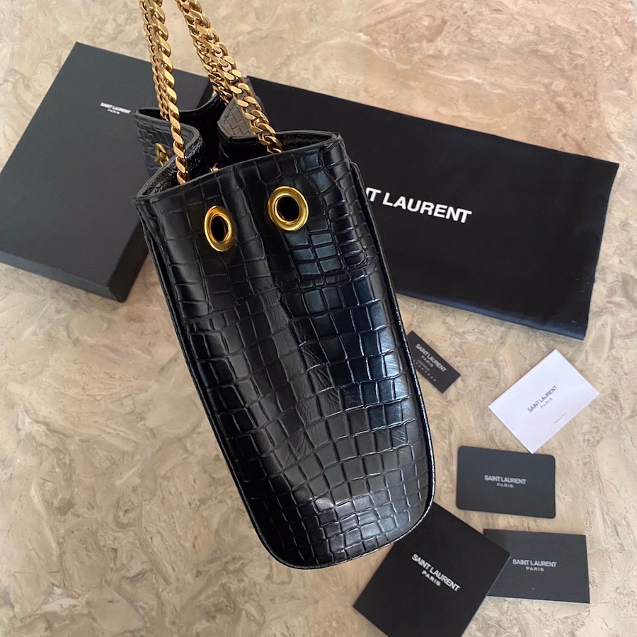 640281 CLAUDE SHOPPING BAG IN CROCODILE-EMBOSSED LEATHER, YSL Saint Laurent