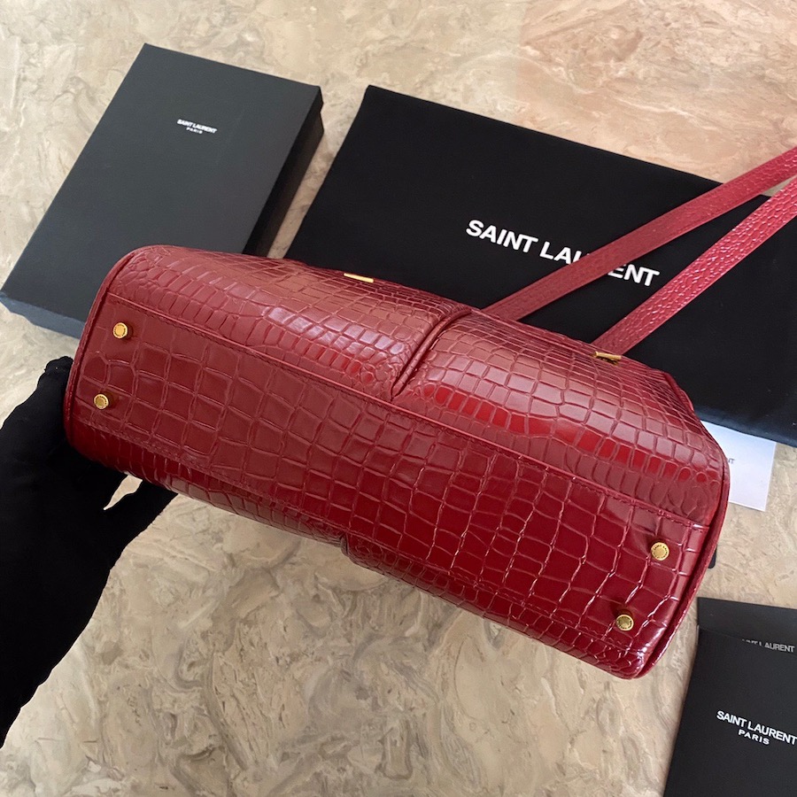 640281 CLAUDE SHOPPING BAG IN CROCODILE-EMBOSSED LEATHER, YSL Saint Laurent