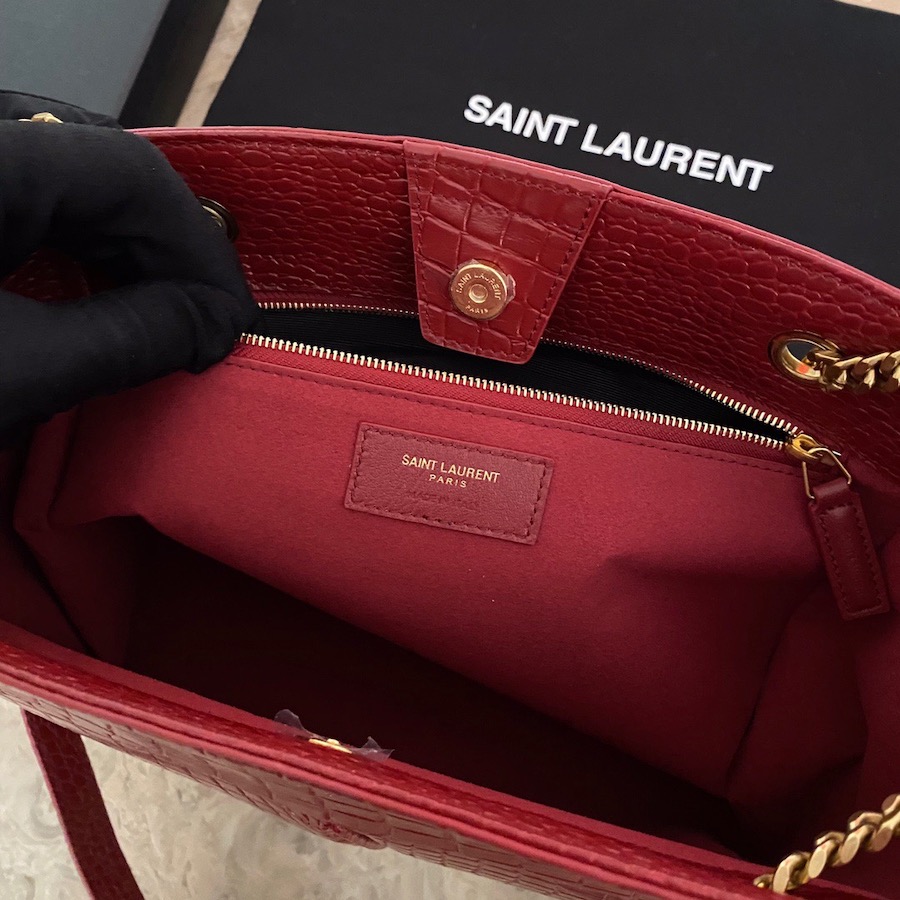 640281 CLAUDE SHOPPING BAG IN CROCODILE-EMBOSSED LEATHER, YSL Saint Laurent