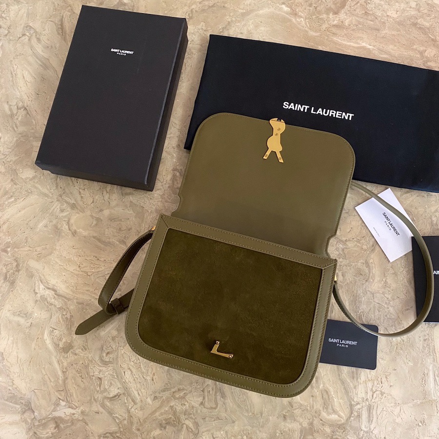 635025 SOLFERINO MEDIUM SOFT SATCHEL IN SUEDE AND SMOOTH LEATHER, YSL Saint Laurent
