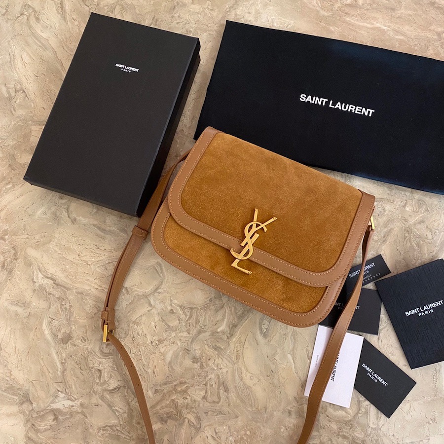 635025 SOLFERINO MEDIUM SOFT SATCHEL IN SUEDE AND SMOOTH LEATHER, YSL Saint Laurent