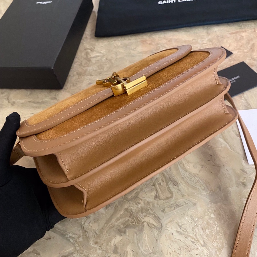 635025 SOLFERINO MEDIUM SOFT SATCHEL IN SUEDE AND SMOOTH LEATHER, YSL Saint Laurent