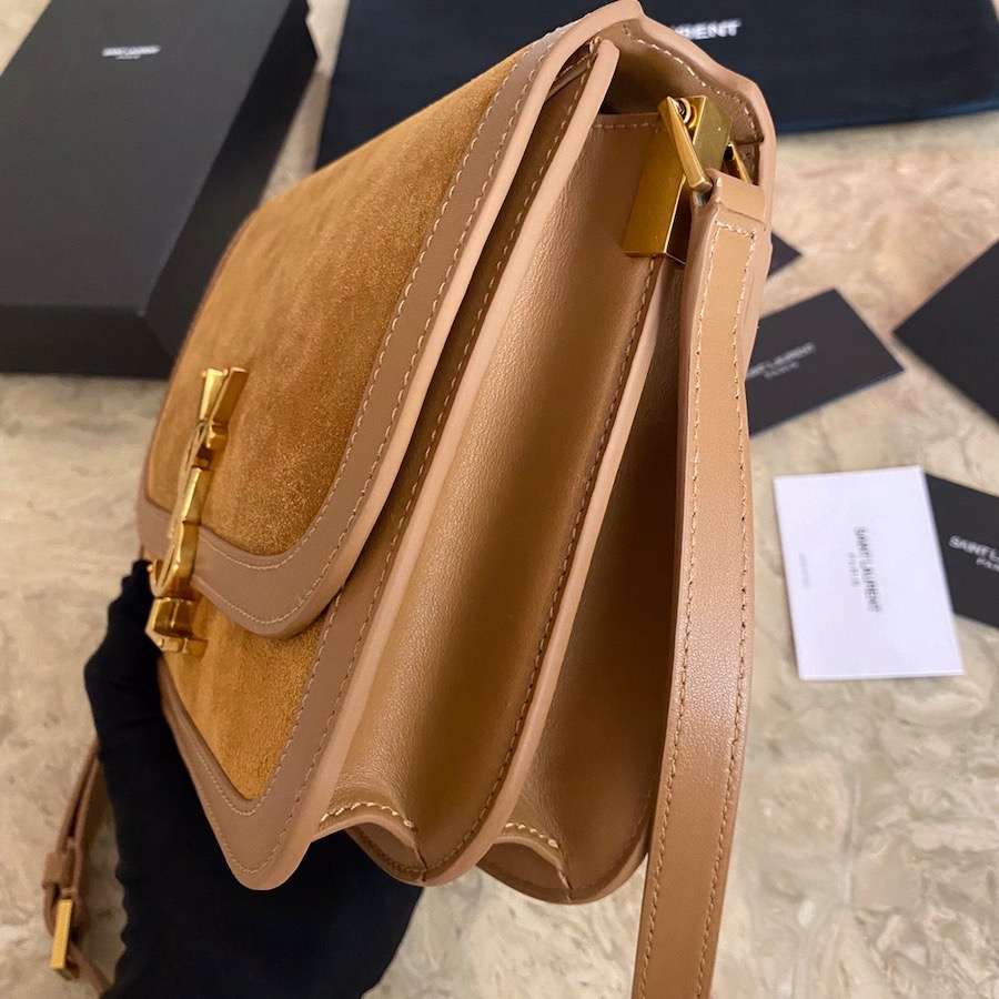 635025 SOLFERINO MEDIUM SOFT SATCHEL IN SUEDE AND SMOOTH LEATHER, YSL Saint Laurent