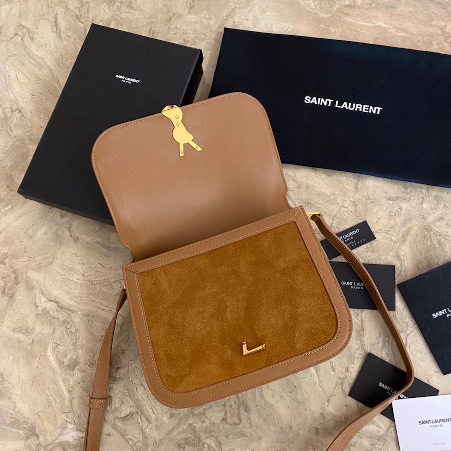 635025 SOLFERINO MEDIUM SOFT SATCHEL IN SUEDE AND SMOOTH LEATHER, YSL Saint Laurent