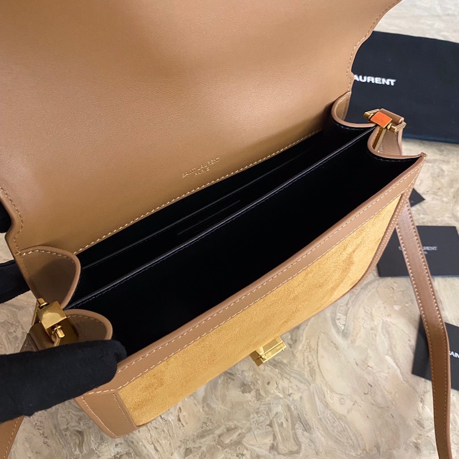 635025 SOLFERINO MEDIUM SOFT SATCHEL IN SUEDE AND SMOOTH LEATHER, YSL Saint Laurent