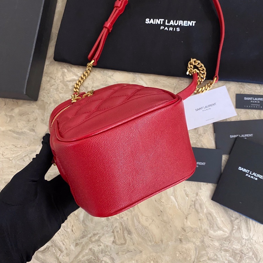649779 80'S VANITY BAG IN CARRÉ-QUILTED GRAIN DE POUDRE EMBOSSED LEATHER, YSL Saint Laurent