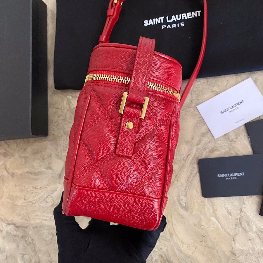 649779 80'S VANITY BAG IN CARRÉ-QUILTED GRAIN DE POUDRE EMBOSSED LEATHER, YSL Saint Laurent