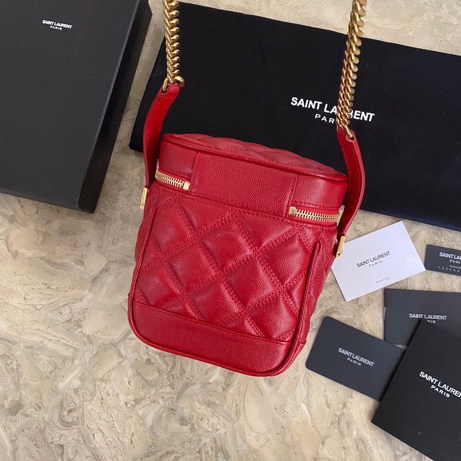 649779 80'S VANITY BAG IN CARRÉ-QUILTED GRAIN DE POUDRE EMBOSSED LEATHER, YSL Saint Laurent