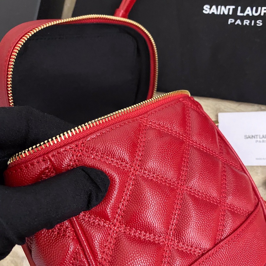 649779 80'S VANITY BAG IN CARRÉ-QUILTED GRAIN DE POUDRE EMBOSSED LEATHER, YSL Saint Laurent