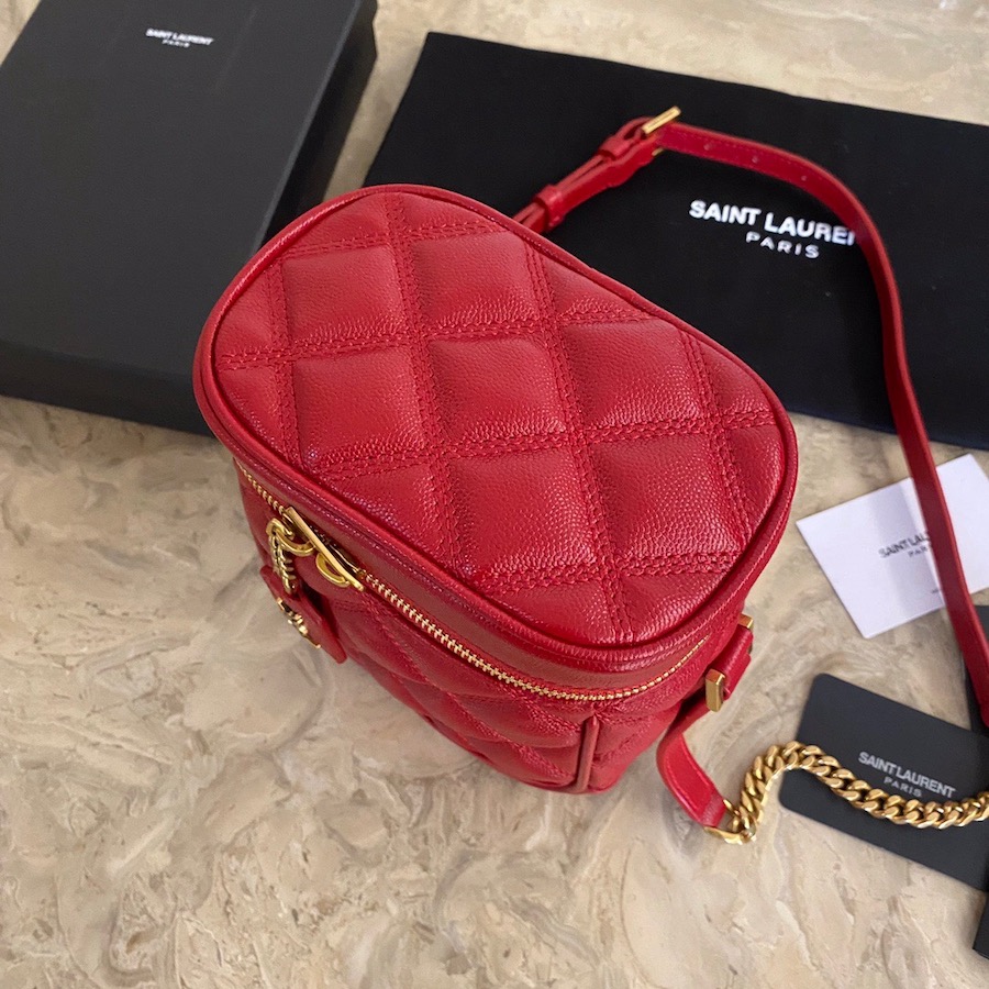 649779 80'S VANITY BAG IN CARRÉ-QUILTED GRAIN DE POUDRE EMBOSSED LEATHER, YSL Saint Laurent