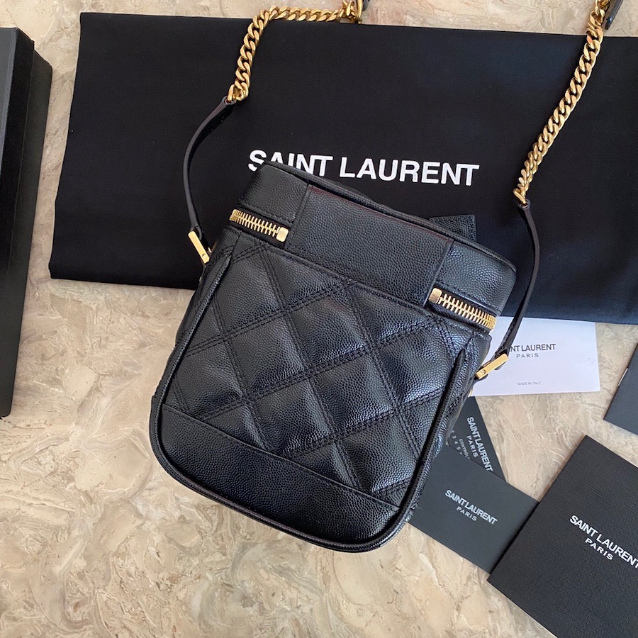 649779 80'S VANITY BAG IN CARRÉ-QUILTED GRAIN DE POUDRE EMBOSSED LEATHER, YSL Saint Laurent