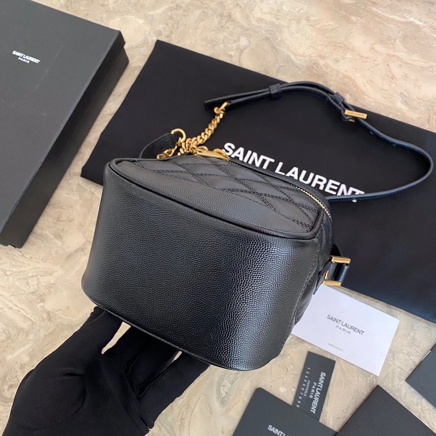 649779 80'S VANITY BAG IN CARRÉ-QUILTED GRAIN DE POUDRE EMBOSSED LEATHER, YSL Saint Laurent
