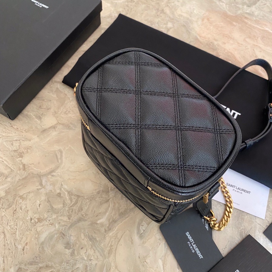 649779 80'S VANITY BAG IN CARRÉ-QUILTED GRAIN DE POUDRE EMBOSSED LEATHER, YSL Saint Laurent
