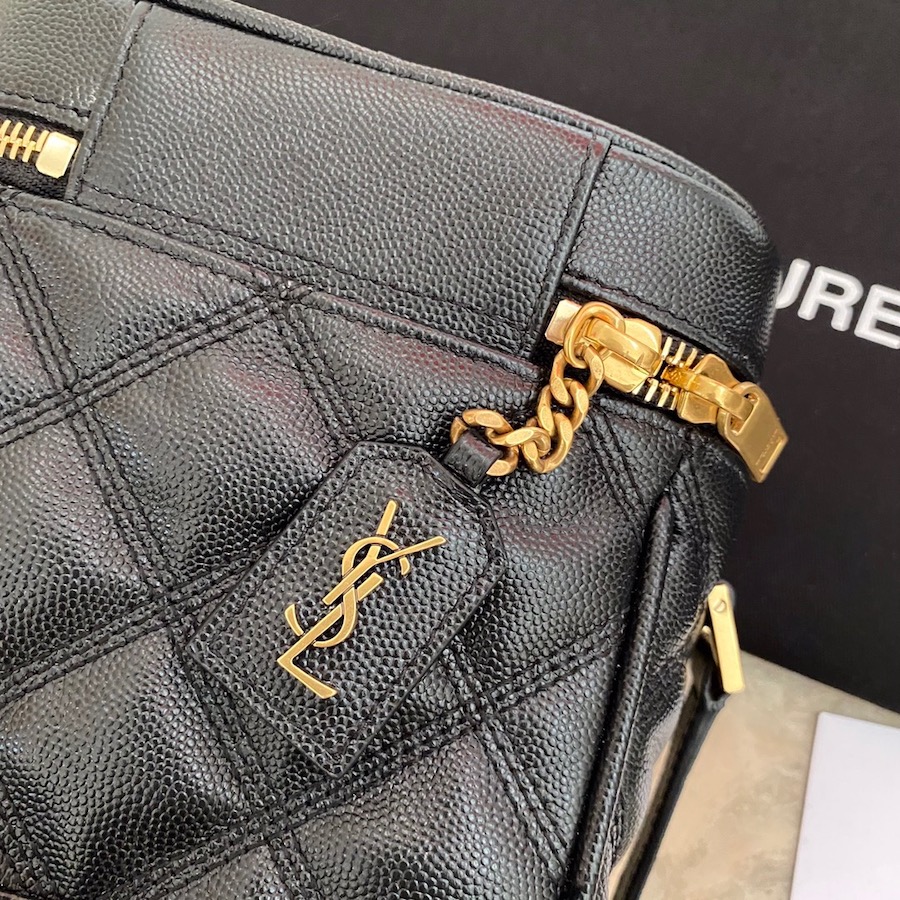649779 80'S VANITY BAG IN CARRÉ-QUILTED GRAIN DE POUDRE EMBOSSED LEATHER, YSL Saint Laurent