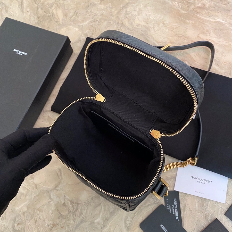 649779 80'S VANITY BAG IN CARRÉ-QUILTED GRAIN DE POUDRE EMBOSSED LEATHER, YSL Saint Laurent