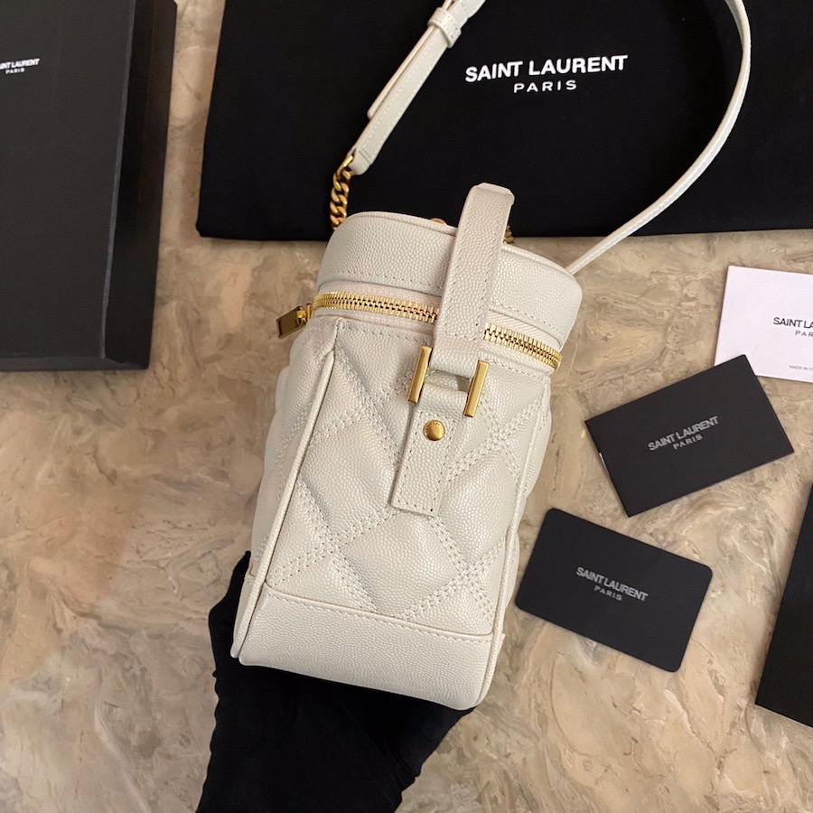 649779 80'S VANITY BAG IN CARRÉ-QUILTED GRAIN DE POUDRE EMBOSSED LEATHER, YSL Saint Laurent