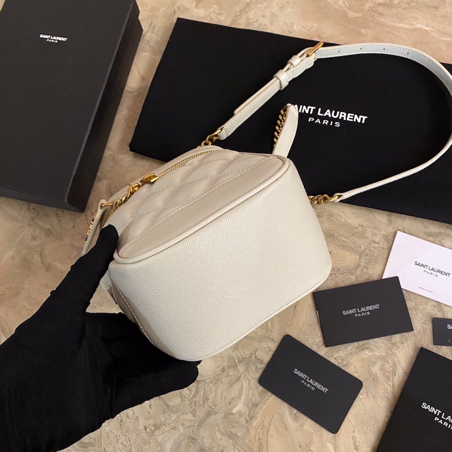 649779 80'S VANITY BAG IN CARRÉ-QUILTED GRAIN DE POUDRE EMBOSSED LEATHER, YSL Saint Laurent