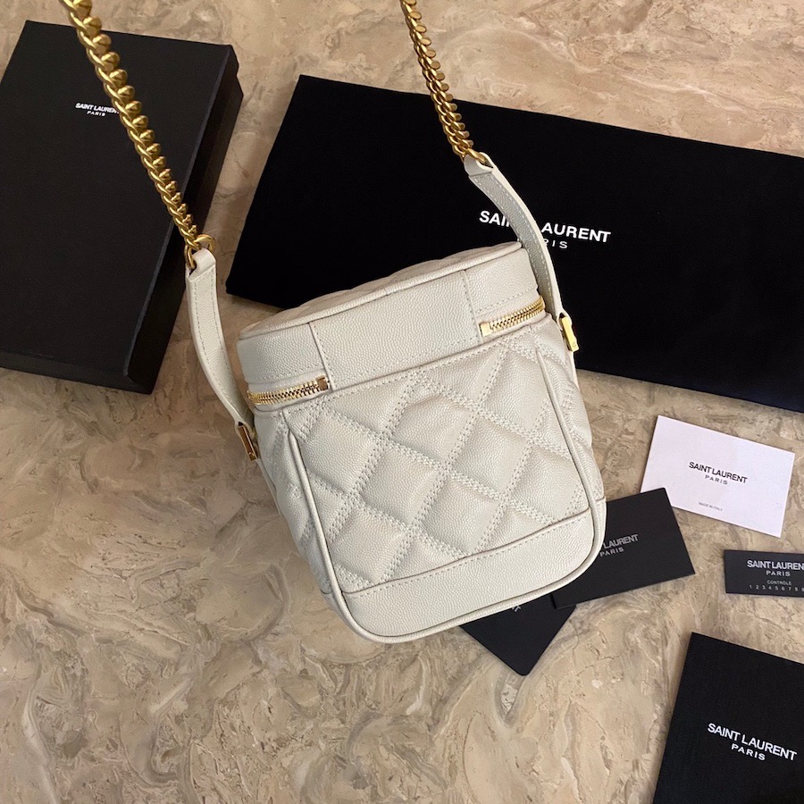 649779 80'S VANITY BAG IN CARRÉ-QUILTED GRAIN DE POUDRE EMBOSSED LEATHER, YSL Saint Laurent