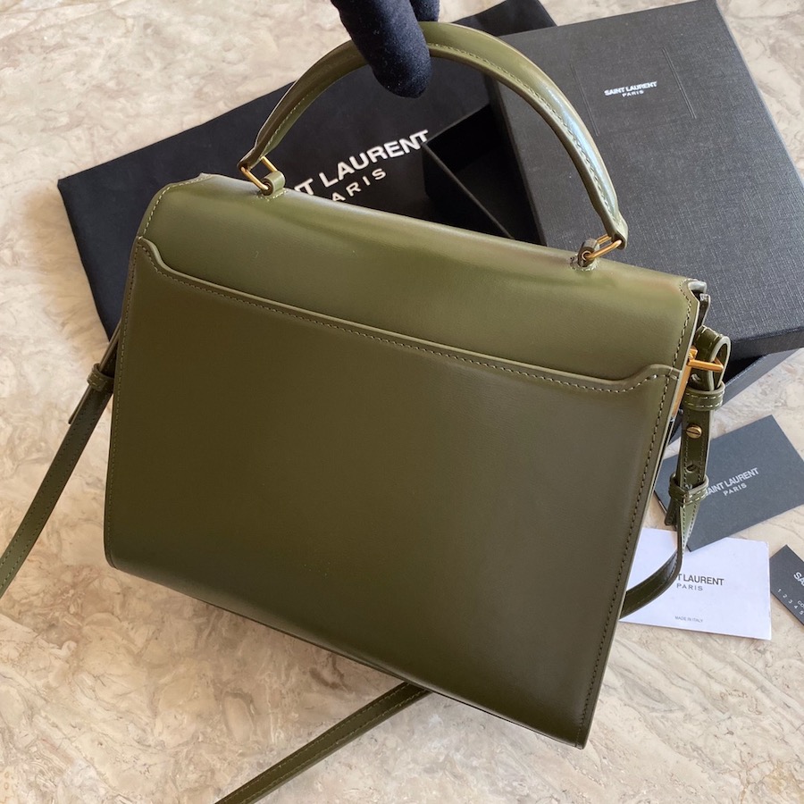 CASSANDRA MEDIUM TOP HANDLE BAG IN SUEDE AND SMOOTH LEATHER, YSL Saint Laurent