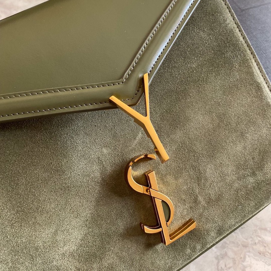 CASSANDRA MEDIUM TOP HANDLE BAG IN SUEDE AND SMOOTH LEATHER, YSL Saint Laurent