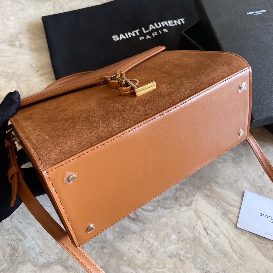 CASSANDRA MEDIUM TOP HANDLE BAG IN SUEDE AND SMOOTH LEATHER, YSL Saint Laurent