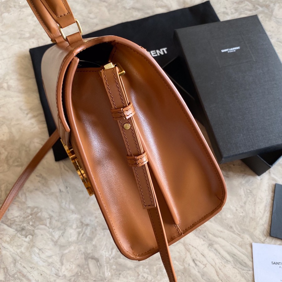 CASSANDRA MEDIUM TOP HANDLE BAG IN SUEDE AND SMOOTH LEATHER, YSL Saint Laurent