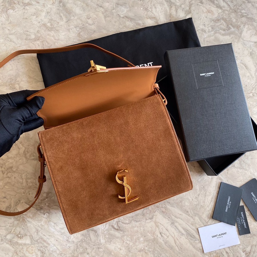 CASSANDRA MEDIUM TOP HANDLE BAG IN SUEDE AND SMOOTH LEATHER, YSL Saint Laurent