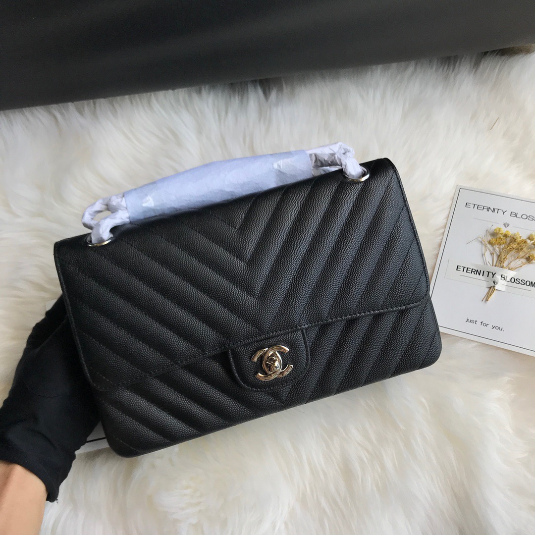 A01112, Classic Handbag, Chanel handbag, Grained Calfskin / caviar