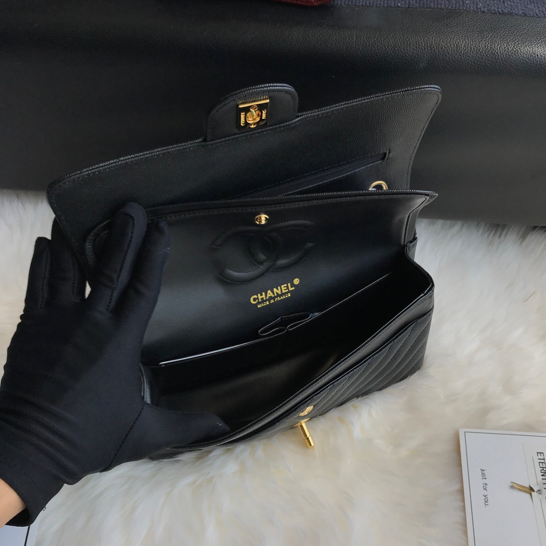 A01112, Classic Handbag, Chanel handbag, Grained Calfskin / caviar