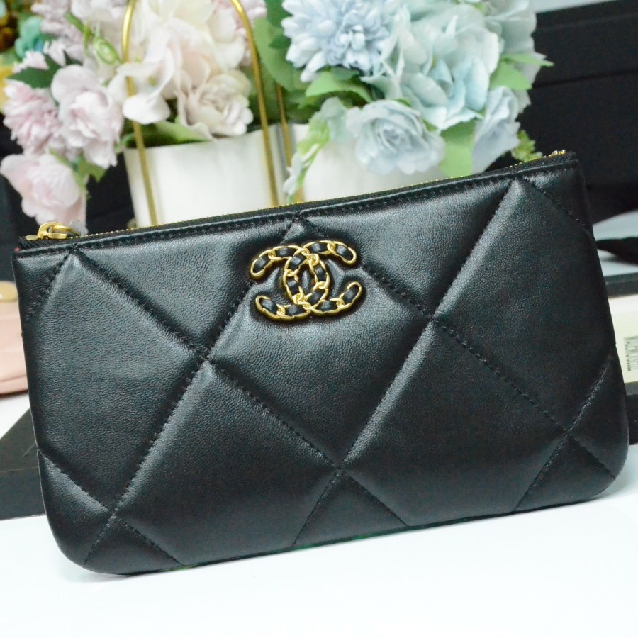 chanel 19 small pouch , chanel small leather goods