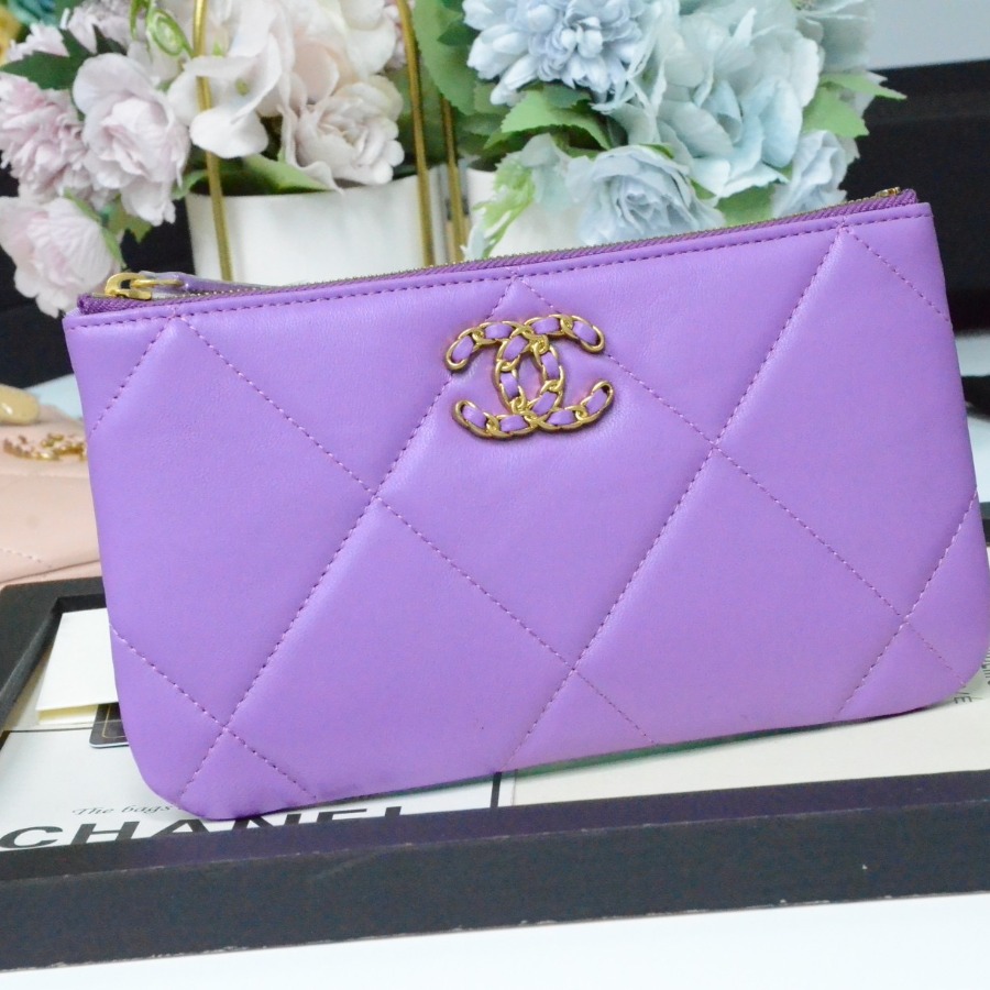 chanel 19 small pouch , chanel small leather goods