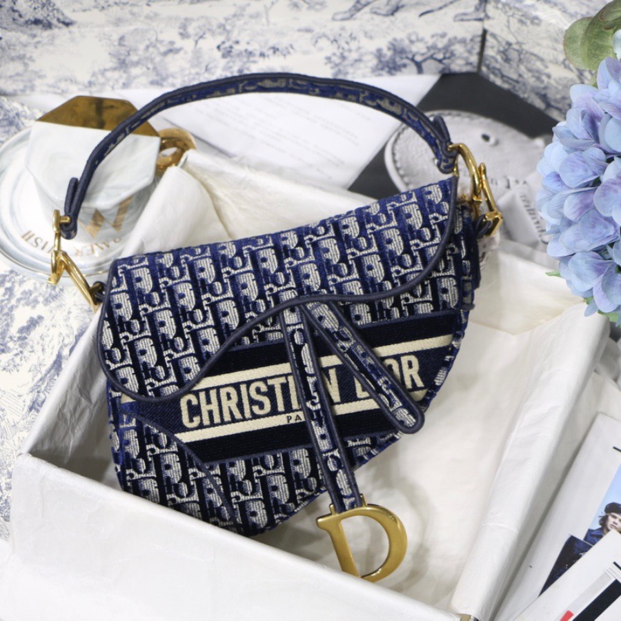 DIOR OBLIQUE EMBROIDERED Satin BAG, DIOR SHOULDER BAG