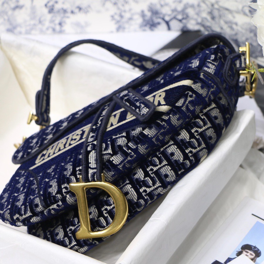 DIOR OBLIQUE EMBROIDERED Satin BAG, DIOR SHOULDER BAG