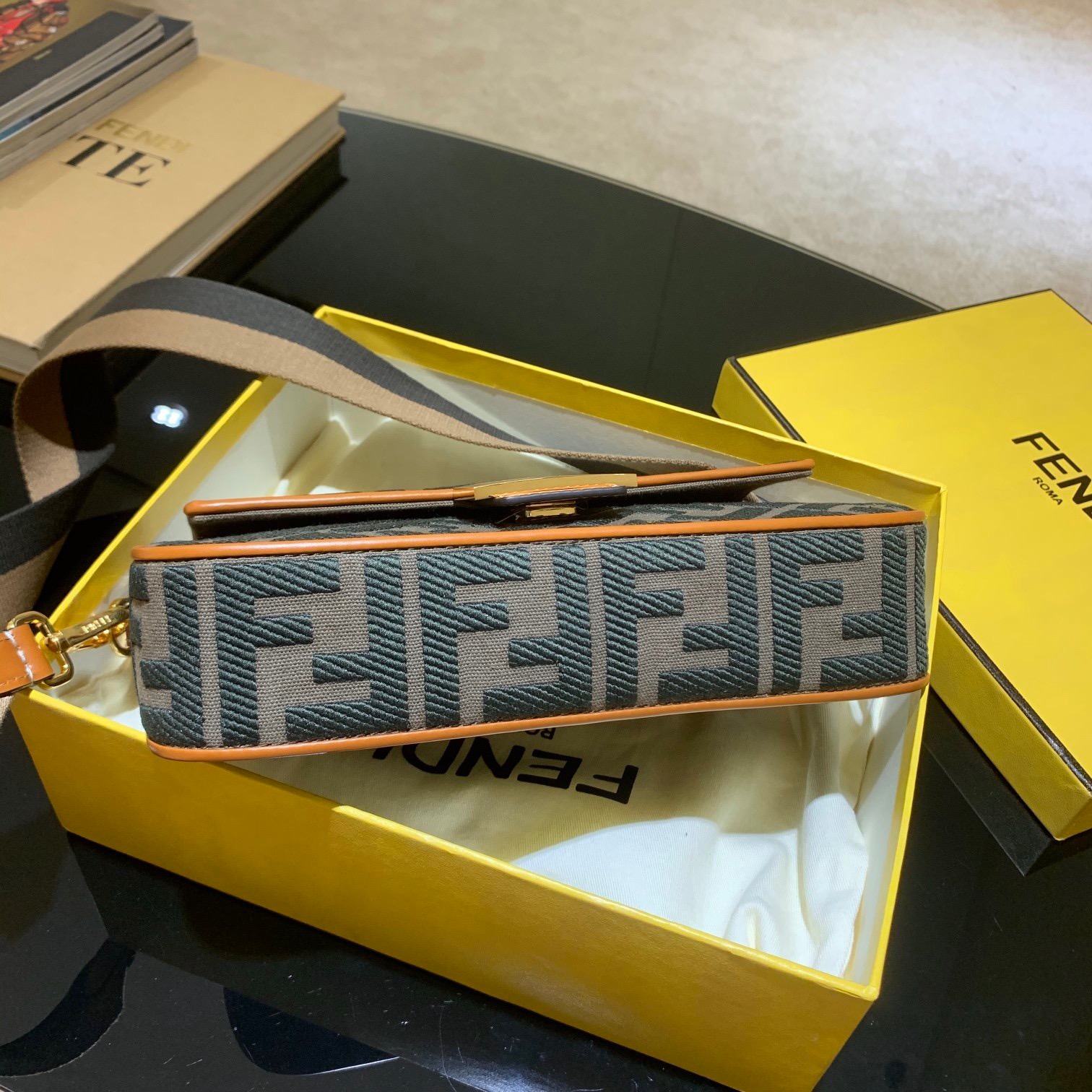BAGUETTE , FENDI Natural straw bag