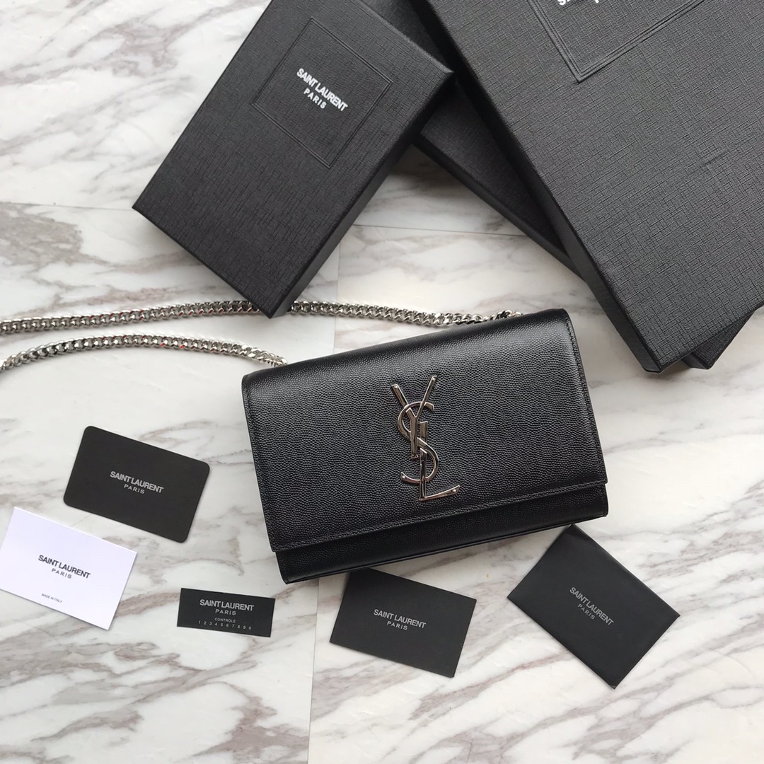 469390 KATE SMALL BAG IN GRAIN DE POUDRE EMBOSSED LEATHER, YSL Saint Laurent