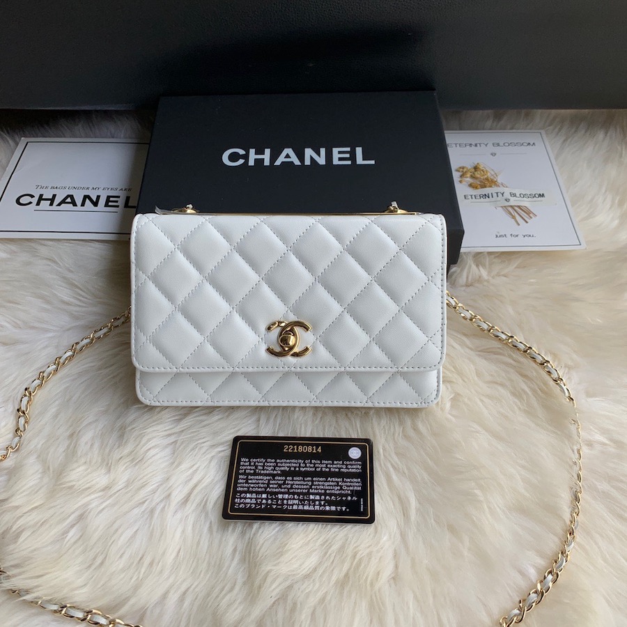 Wallet on Chain, Lambskin & Gold-Tone Metal, WOC CHANEL